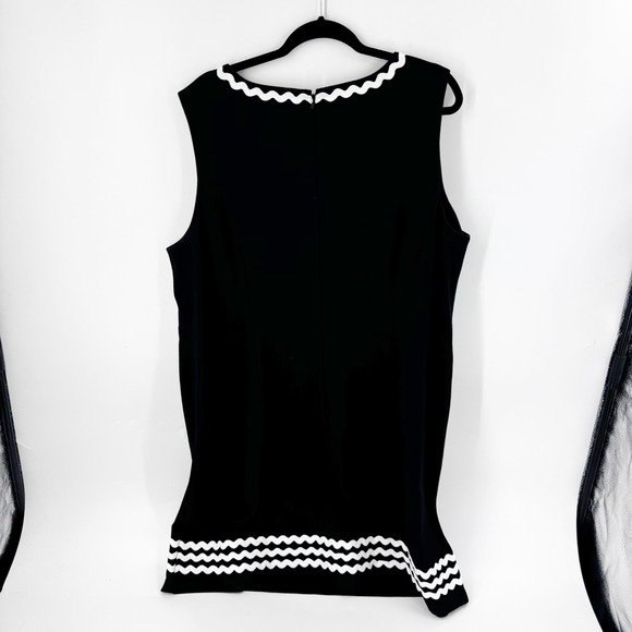 Talbots Black Ric Rac Trim Sleeveless Shift Dress Split Neck Plus 20W VN1953 - Picture 6 of 6